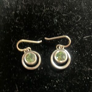 Elegant Silver and Green Earrings